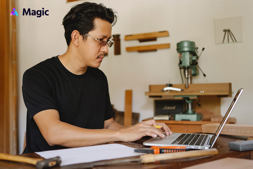 Business owner using his laptop